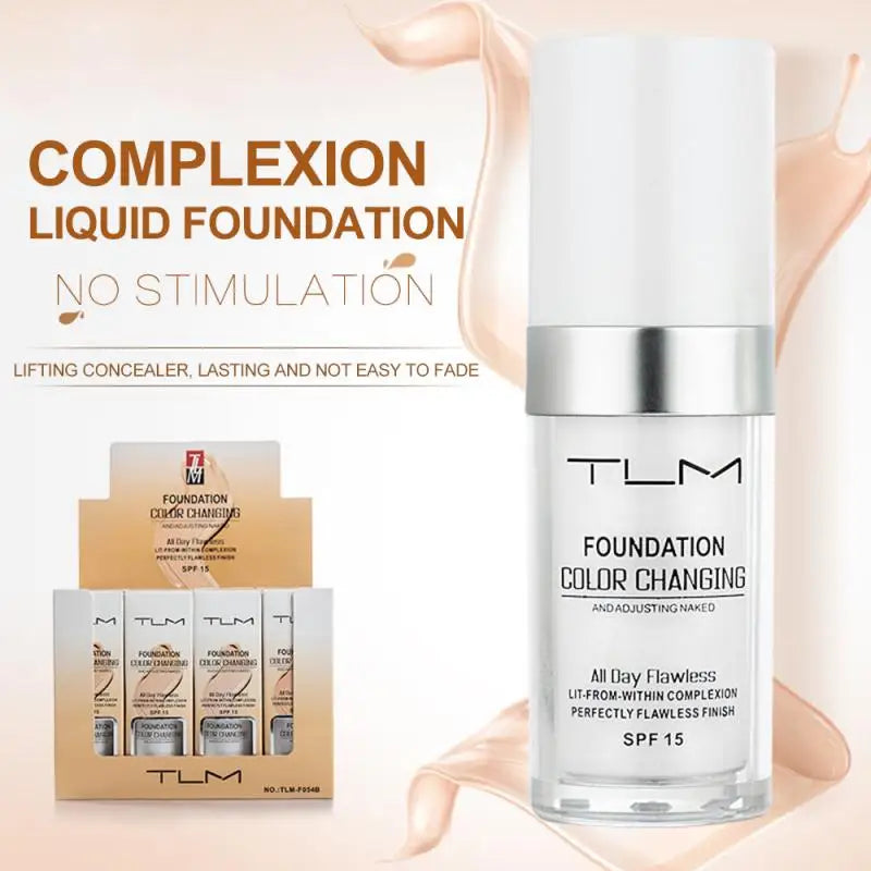 TLM Foundation Magic Color Changing Foundation Liquid Soft Matte Long Lasting Hydrating Makeup Base maquiagem