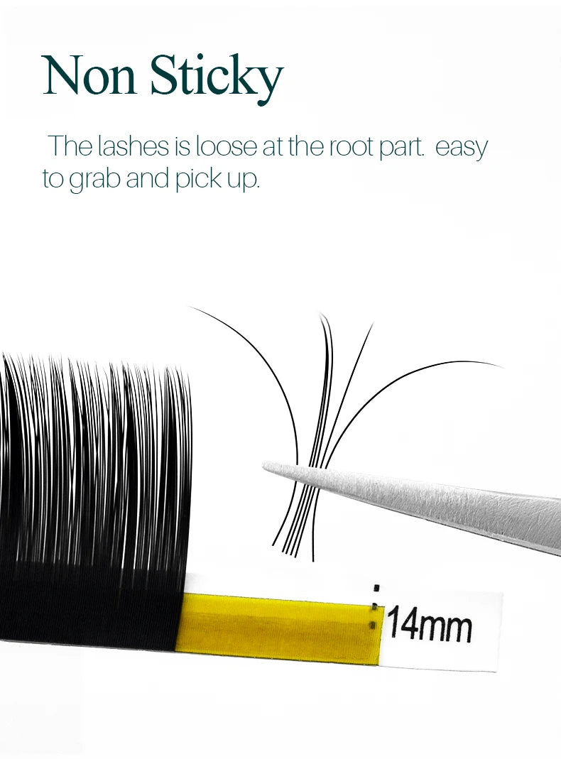 H&L SINCE 1990 20 Row Faux Lash Synthetic Mink Individual Eyelash Extension Dark Black Matte Soft Natural Eyelash Extension