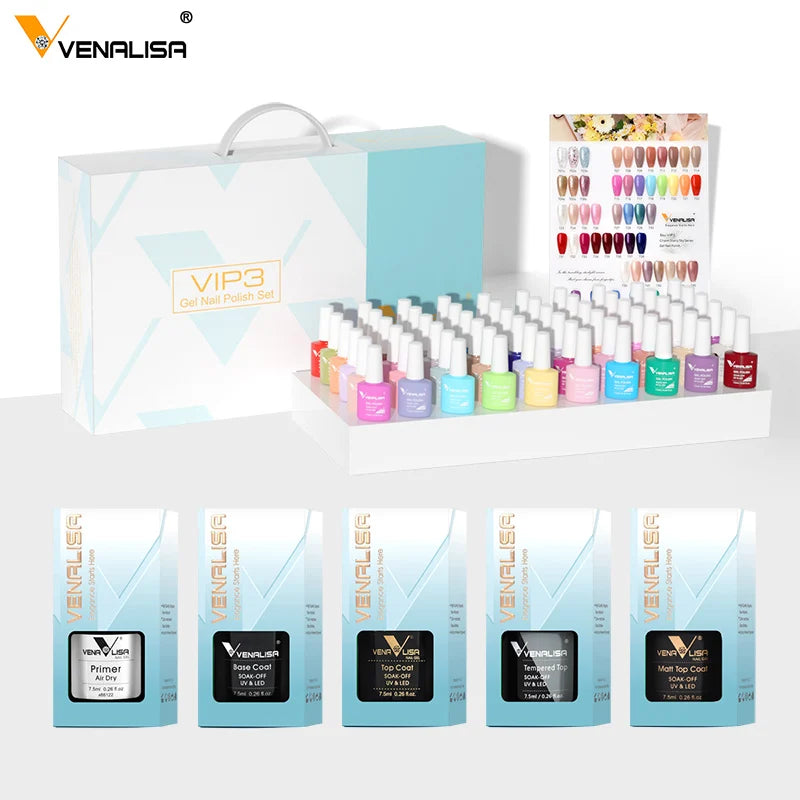 VENALISA Nail Gel Polish Semi Permanent Gellack Nail Art Salon 120 Color Glitter 7.5ml Soak off Organic UV LED Nail Gel Varnish