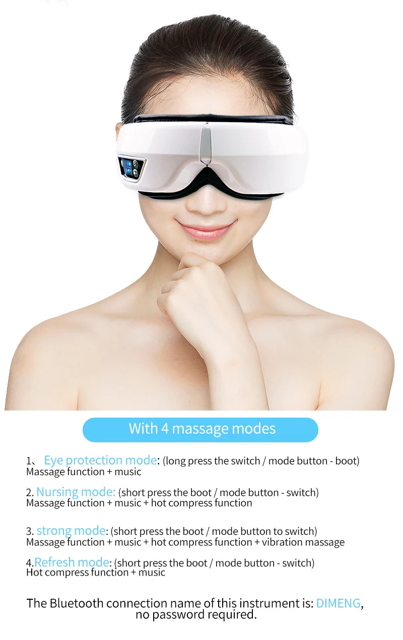 Eye Massage Instrument Vibration Airbag Pressure Hot Compress Eye Massager Bluetooth Music Relax Fatigue Eye Care Foldable