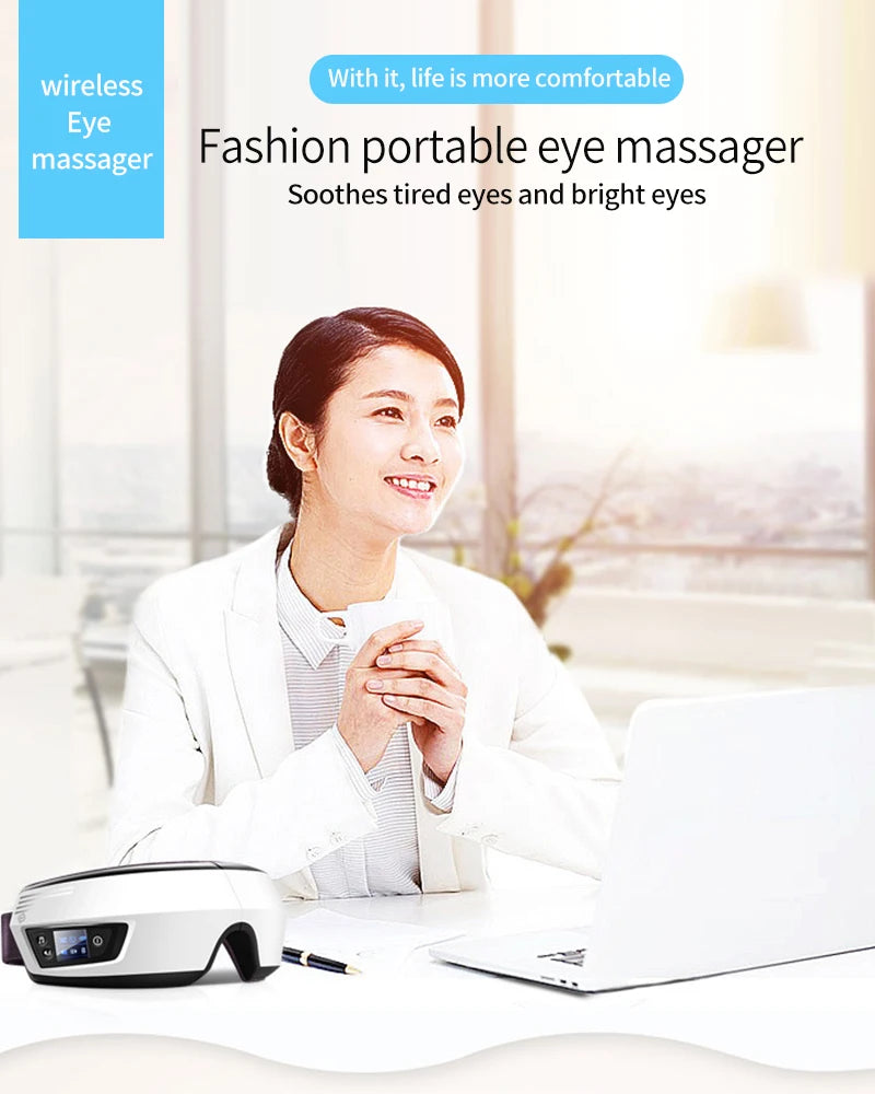 Eye Massage Instrument Vibration Airbag Pressure Hot Compress Eye Massager Bluetooth Music Relax Fatigue Eye Care Foldable