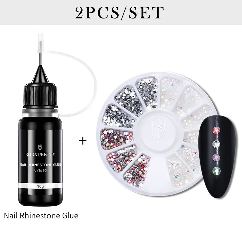 BORN PRETTY 10g Nail Rhinestone Adhesive Glue For Stick The Drill Tranparent Nail Glue Soak Off UV LED Nail Art Gel Varnish