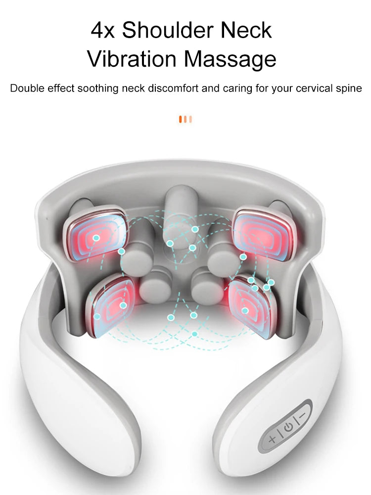 Neck Massage Machine 4 Head And Neck Protection Heating Machines Breathing Light Vibration Hot Compress Cervical Spine Machine