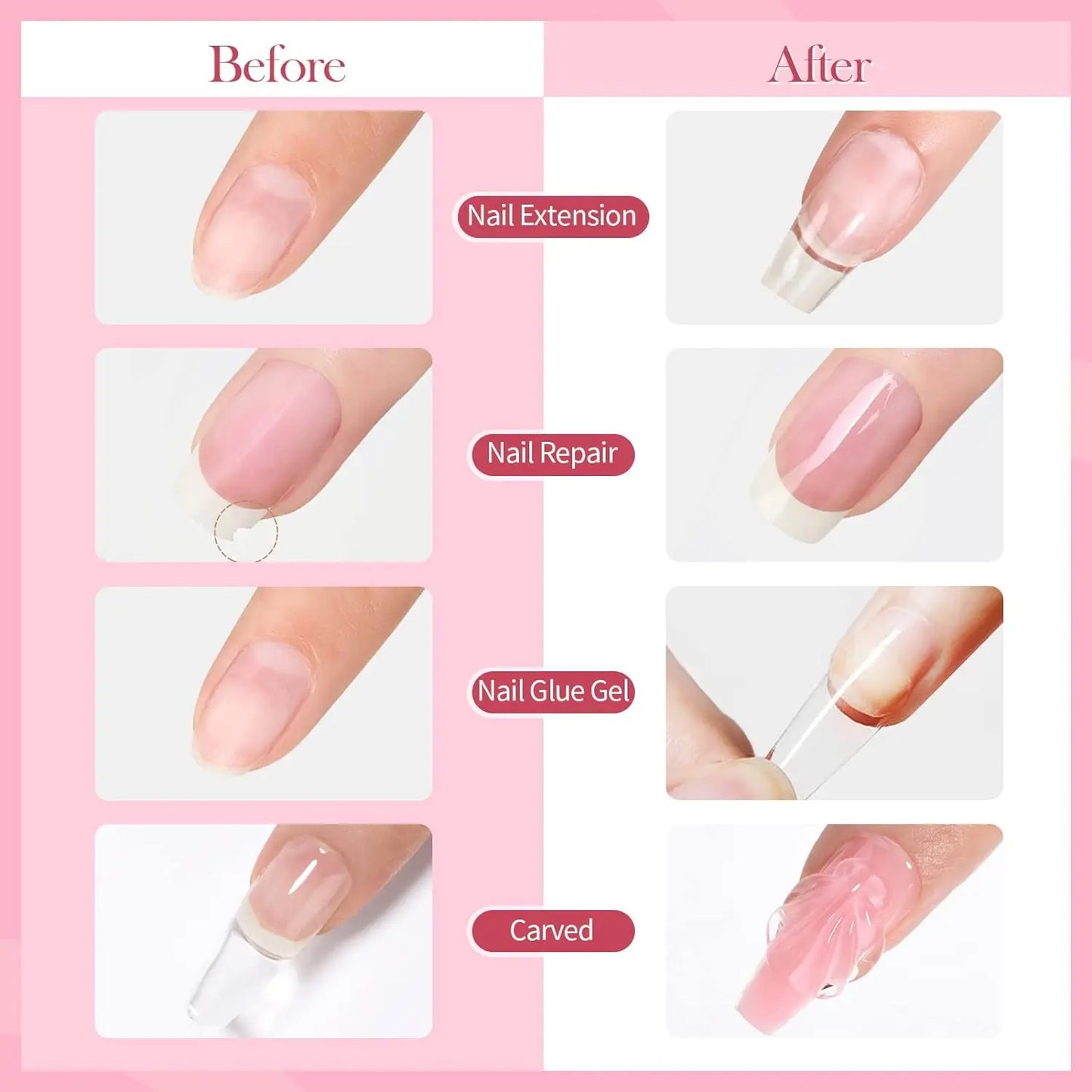 BORN PRETTY 15ml Clear Non Stick Hand Extension Gel Nail Polish 3D Multigel Carved Solid Gel For Nail Painting Carving Tools