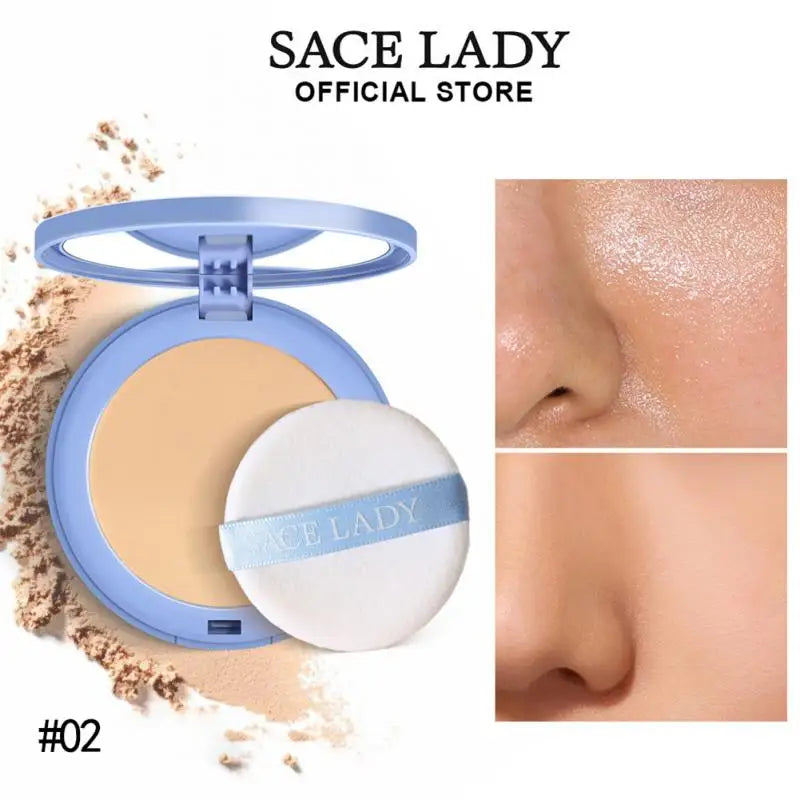 SACE LADY Silky Smooth Pressed Powder Fully Cover Concealer Soft Mist Natural Lasting Makeup Powder Durable Waterproof Cosmetics