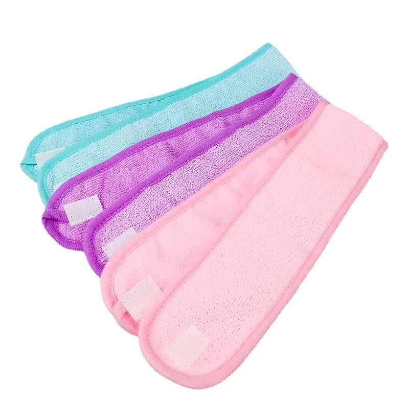 1 PC Makeup Hairband Eyelashes Extension Spa Facial Headband Makeup Wrap Head Terry Cloth Headband Stretch Towel with Magic Tape