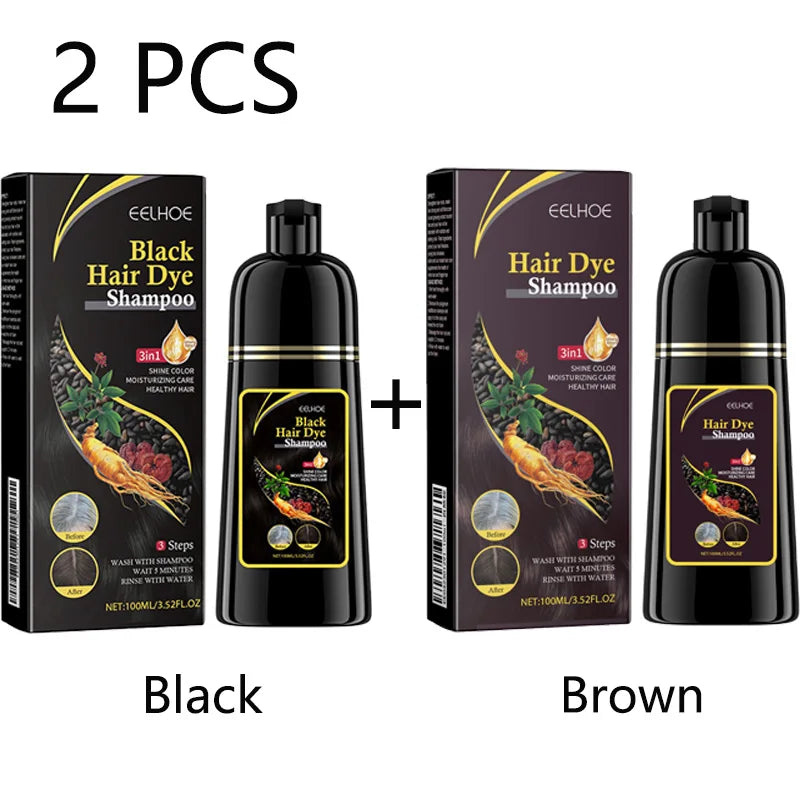 100ml Black Color Hair Dyeing Shampoo 3-in-1 Natural Herbal Instant Coloring Shiny Hair Dye Shampoo Cleaning Nourishing Hair