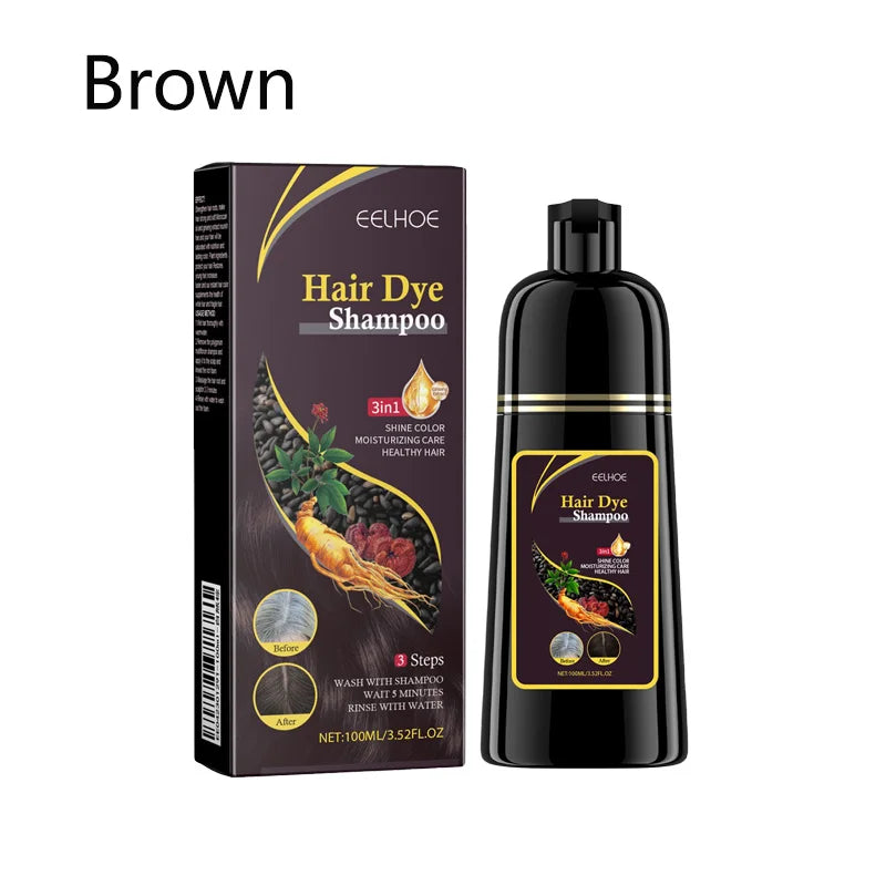 100ml Black Color Hair Dyeing Shampoo 3-in-1 Natural Herbal Instant Coloring Shiny Hair Dye Shampoo Cleaning Nourishing Hair
