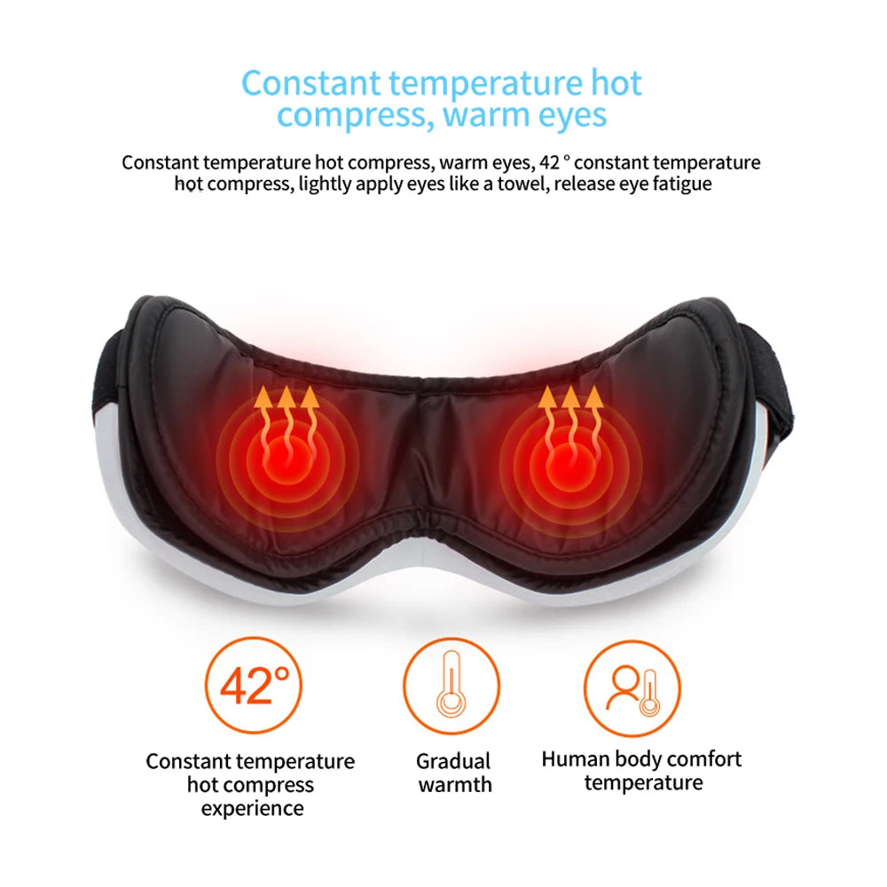 Eye Massage Instrument Vibration Airbag Pressure Hot Compress Eye Massager Bluetooth Music Relax Fatigue Eye Care Foldable