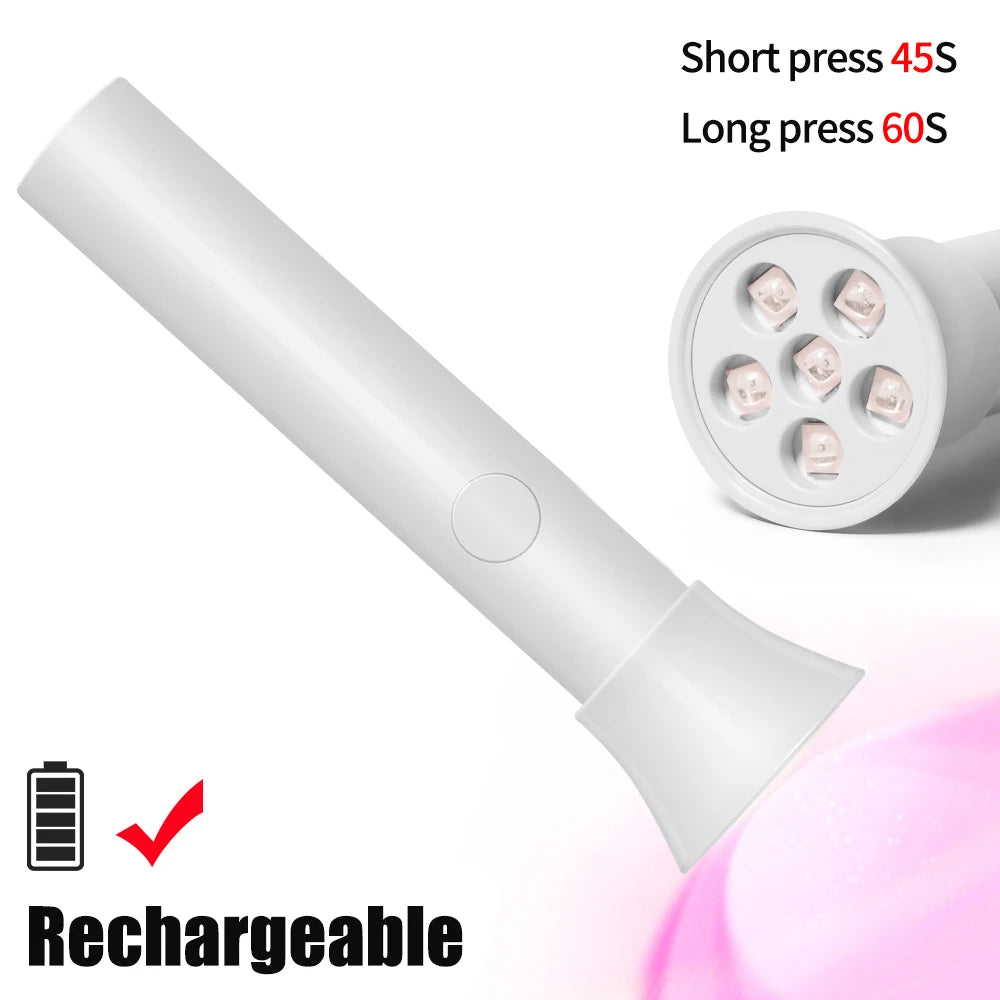 Battery Included Portable Nail Dryer Lamp UV LED Nail Light Quick Drying Light For Curing All Nail Gel Rechargeable Home