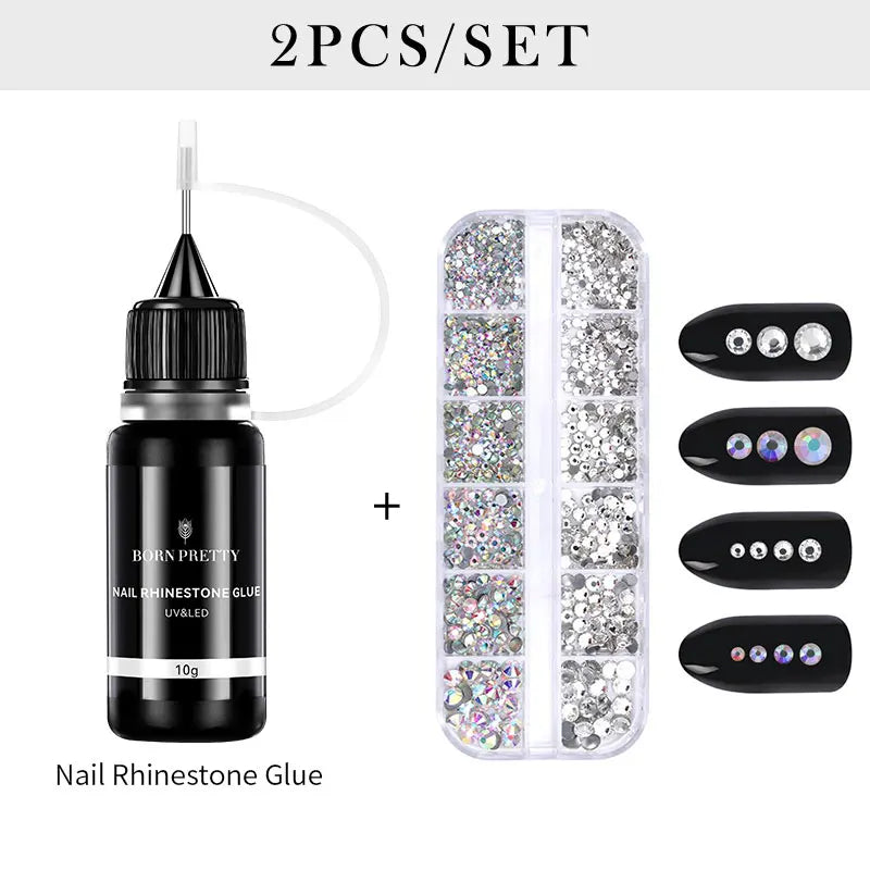 BORN PRETTY 10g Nail Rhinestone Adhesive Glue For Stick The Drill Tranparent Nail Glue Soak Off UV LED Nail Art Gel Varnish