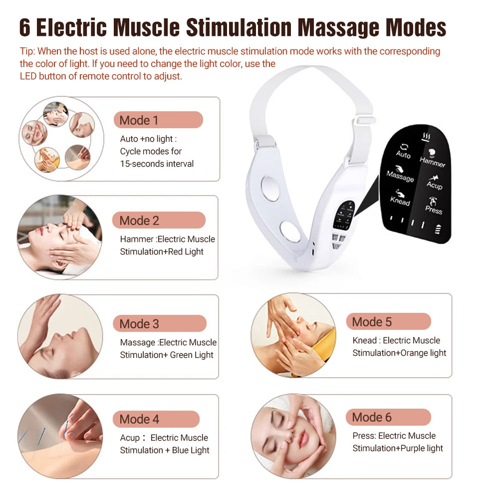 V Face Facial Machine Electric V-Line Up Lift Belt Face Massage Heat Face Skin Lifting Firming Beauty Device Double Chin Reduce