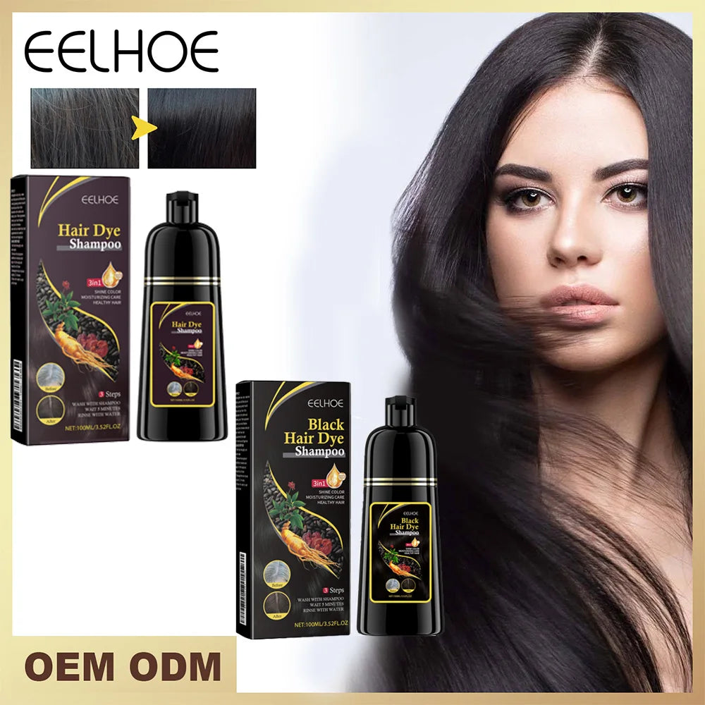100ml Black Color Hair Dyeing Shampoo 3-in-1 Natural Herbal Instant Coloring Shiny Hair Dye Shampoo Cleaning Nourishing Hair