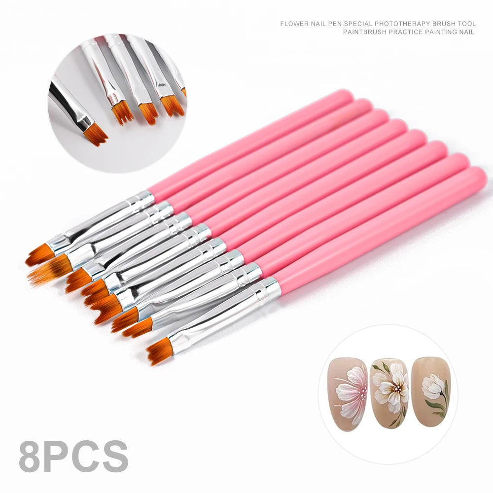 5Pcs/Set Sculpture Dotting Pen Nail Art Silicone Brush Colorful Crystal Dual-head Carving Flower Painting Pen DIY Manicure Tools