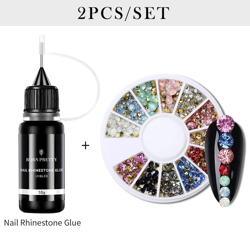 BORN PRETTY 10g Nail Rhinestone Adhesive Glue For Stick The Drill Tranparent Nail Glue Soak Off UV LED Nail Art Gel Varnish