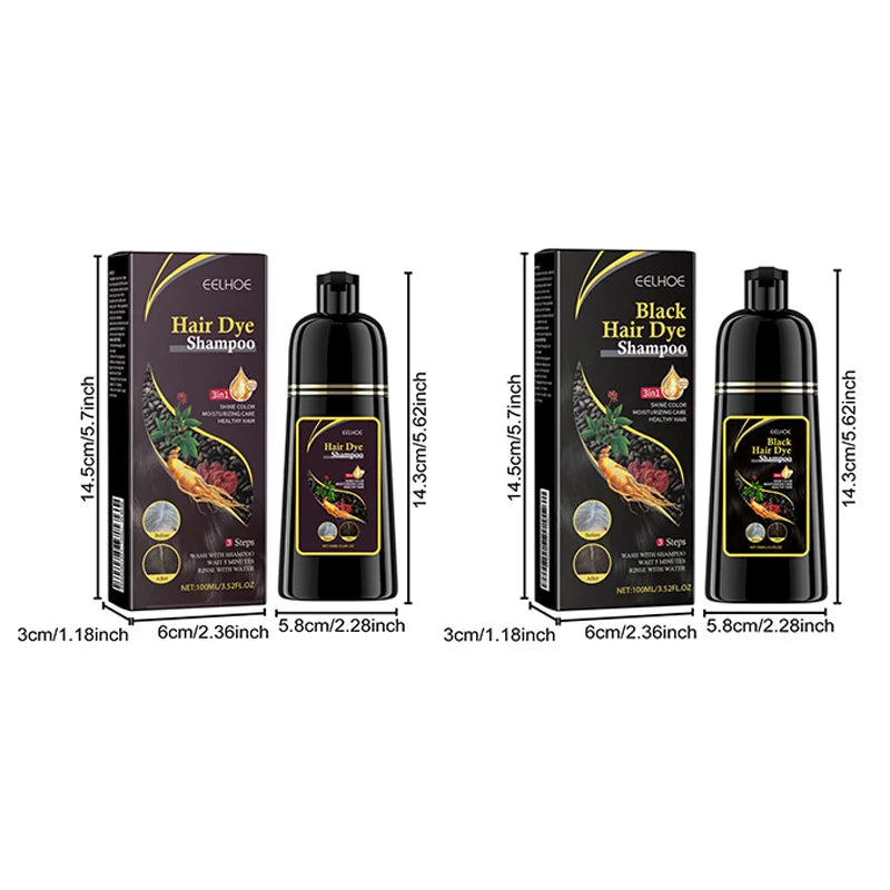 100ml Black Color Hair Dyeing Shampoo 3-in-1 Natural Herbal Instant Coloring Shiny Hair Dye Shampoo Cleaning Nourishing Hair