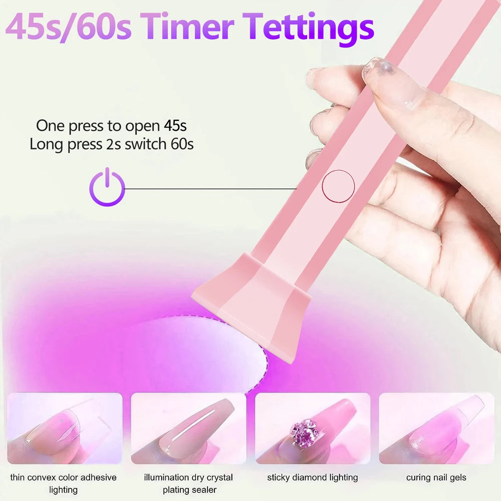 Battery Included Portable Nail Dryer Lamp UV LED Nail Light Quick Drying Light For Curing All Nail Gel Rechargeable Home