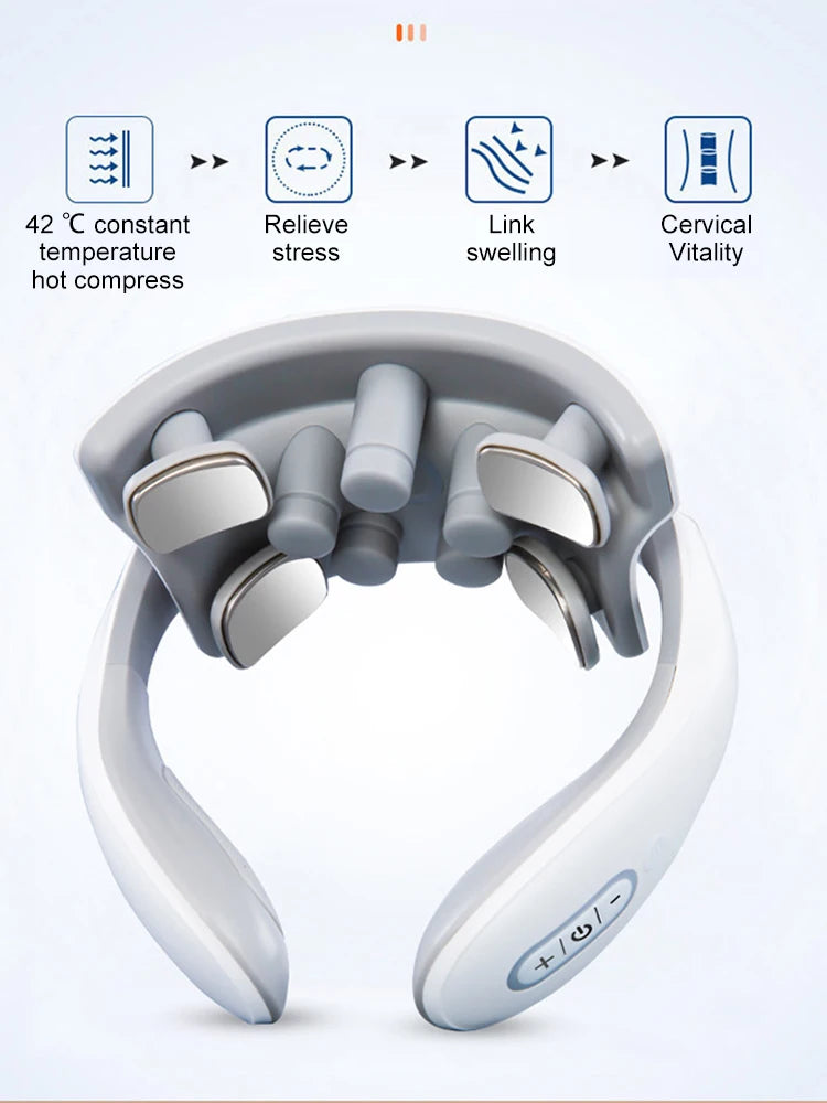 Neck Massage Machine 4 Head And Neck Protection Heating Machines Breathing Light Vibration Hot Compress Cervical Spine Machine