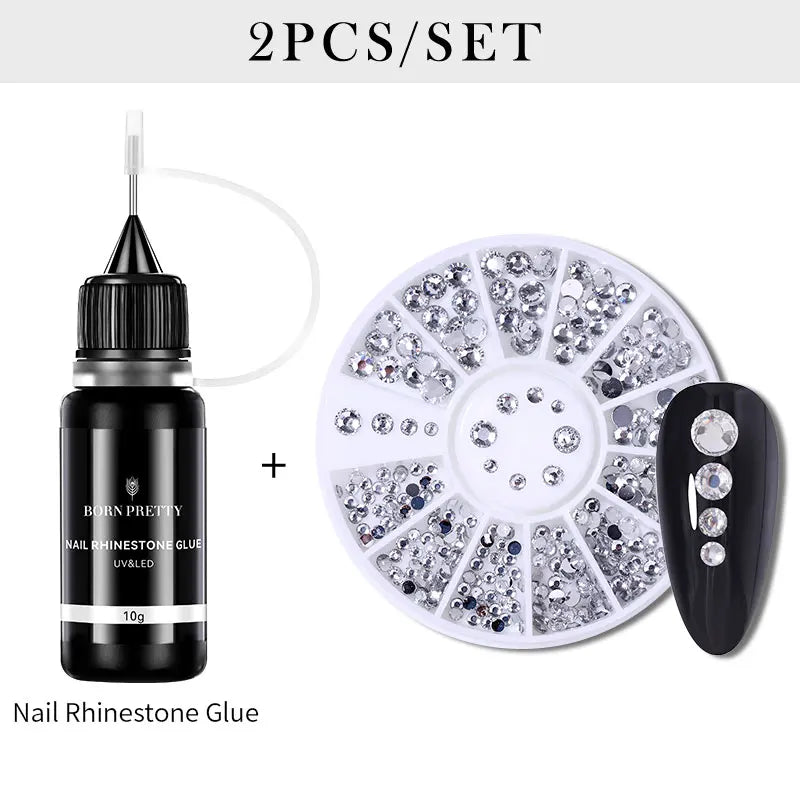 BORN PRETTY 10g Nail Rhinestone Adhesive Glue For Stick The Drill Tranparent Nail Glue Soak Off UV LED Nail Art Gel Varnish