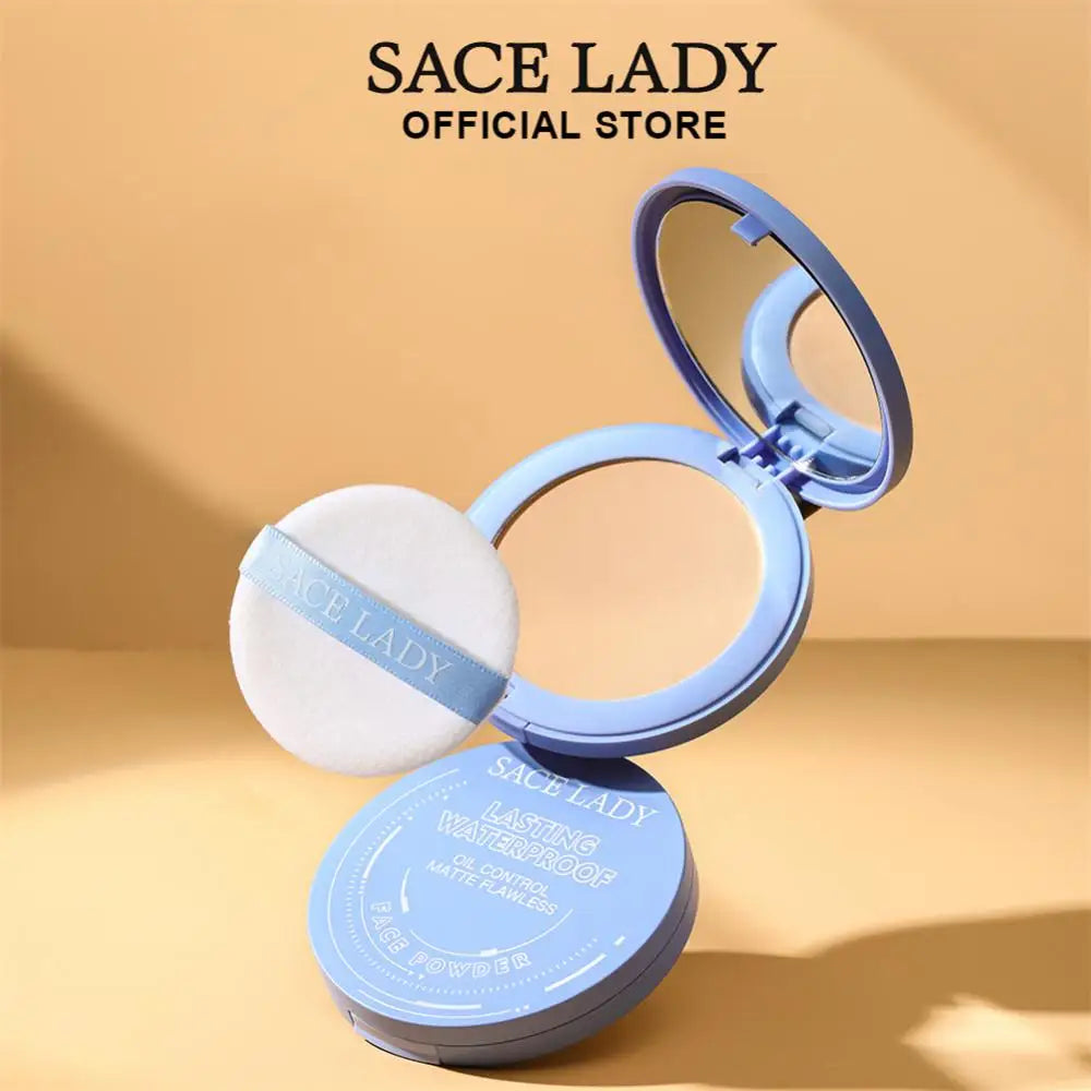 SACE LADY Silky Smooth Pressed Powder Fully Cover Concealer Soft Mist Natural Lasting Makeup Powder Durable Waterproof Cosmetics