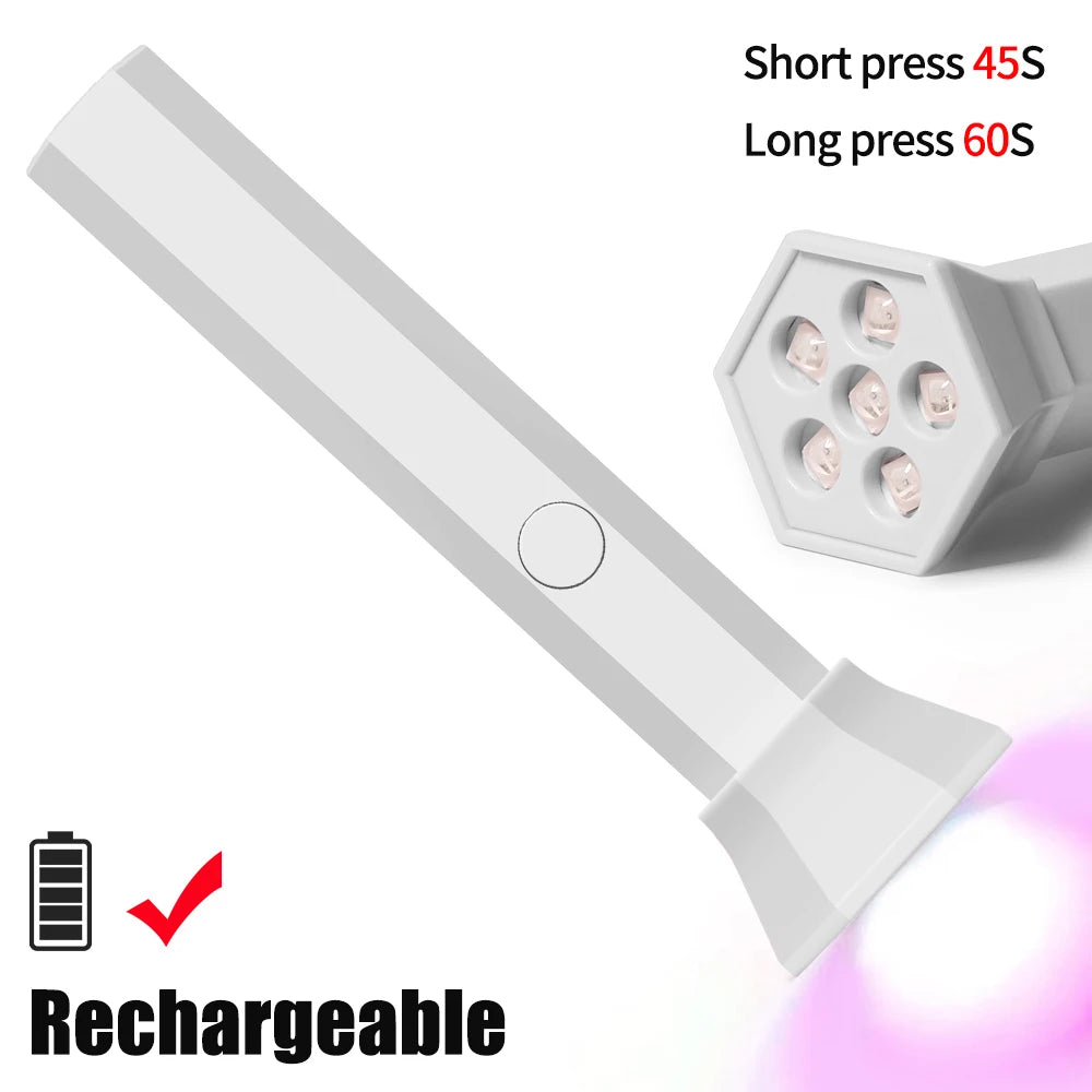 Battery Included Portable Nail Dryer Lamp UV LED Nail Light Quick Drying Light For Curing All Nail Gel Rechargeable Home