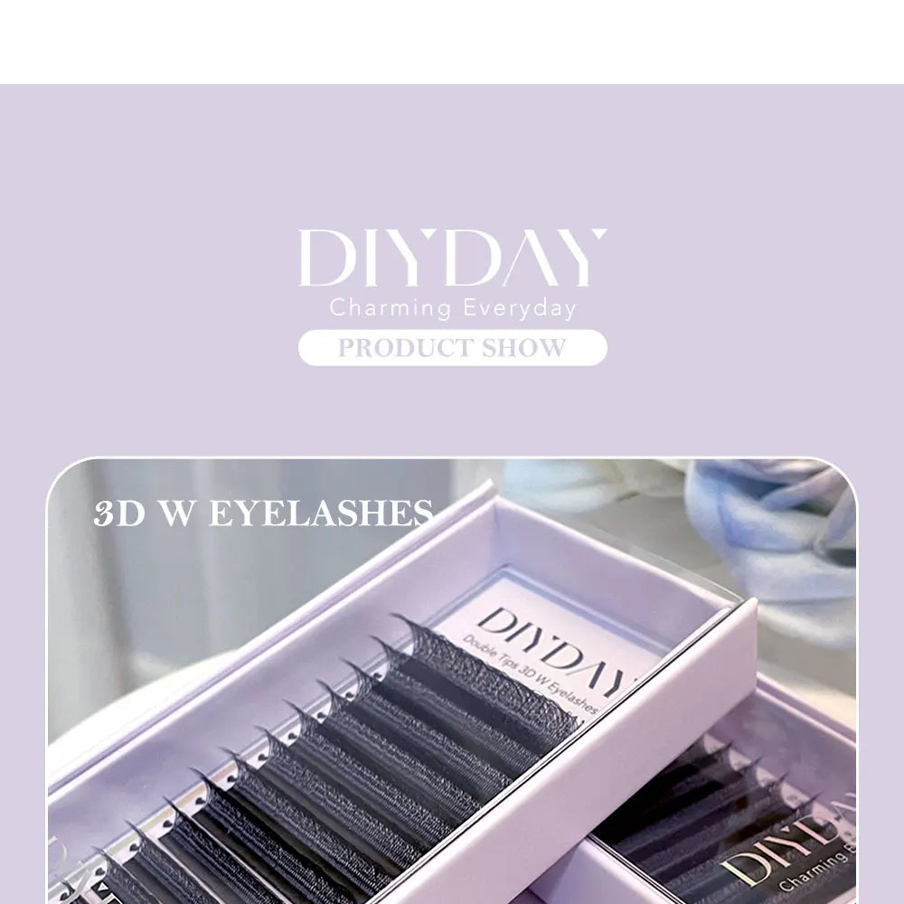 DIYDAY W Shape Eyelashes Extensions W Shaped Bloom 3d 4d 5d 6d 7d 8d Eye Lashes Natural Soft Premade Fan Lash Extensions