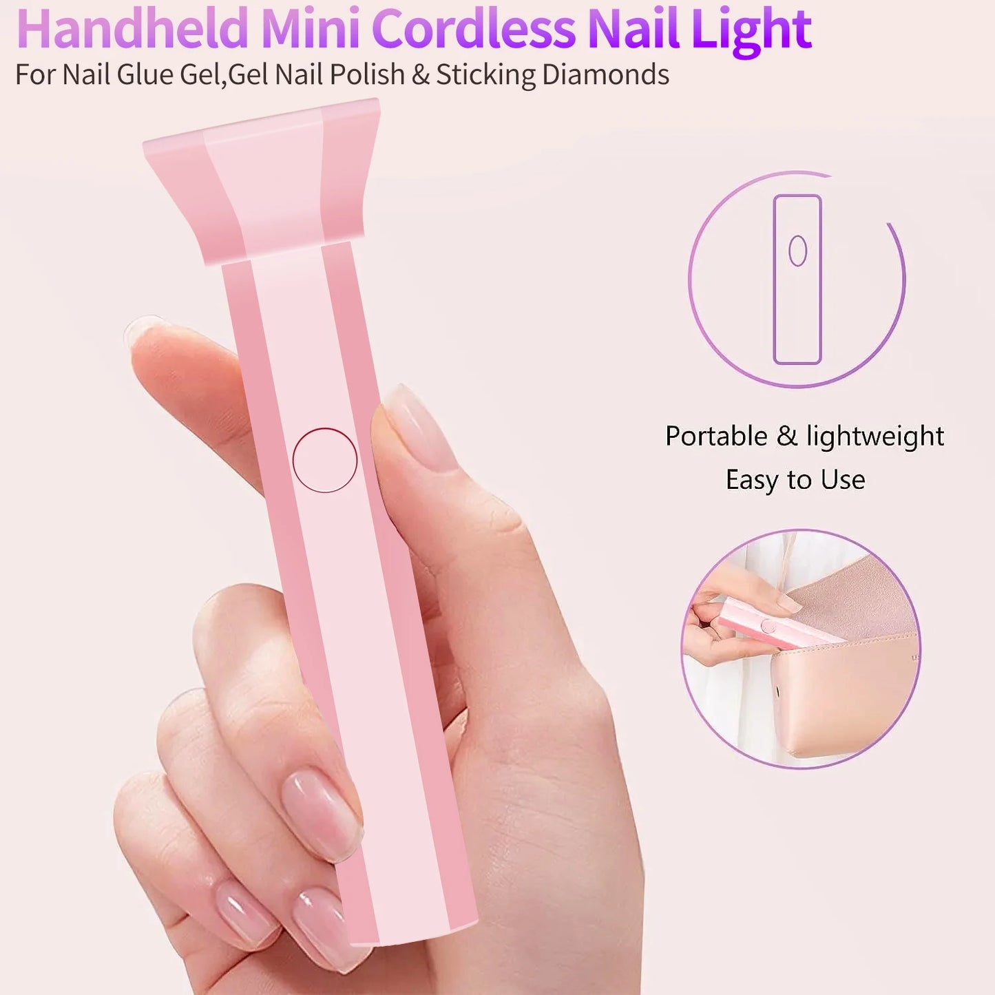 Battery Included Portable Nail Dryer Lamp UV LED Nail Light Quick Drying Light For Curing All Nail Gel Rechargeable Home