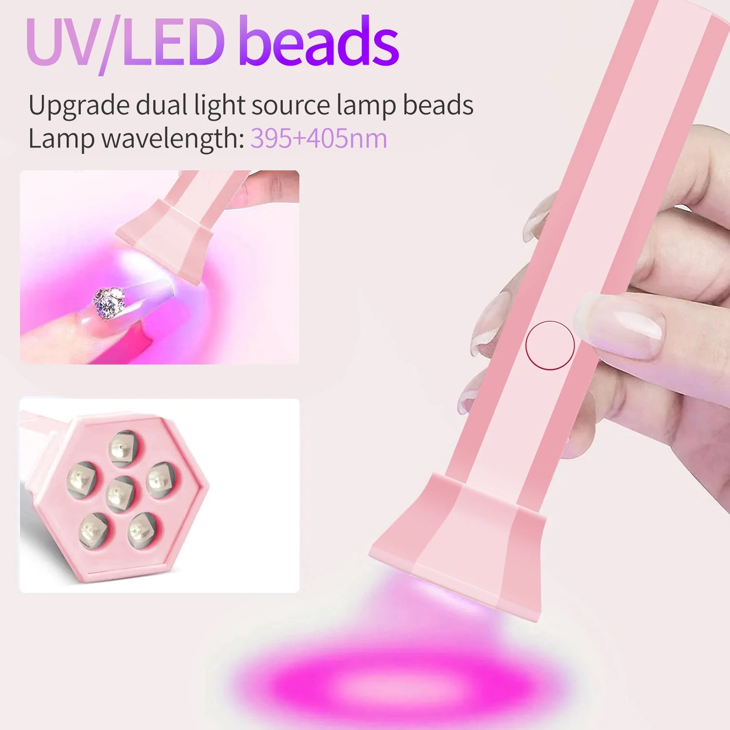 Battery Included Portable Nail Dryer Lamp UV LED Nail Light Quick Drying Light For Curing All Nail Gel Rechargeable Home