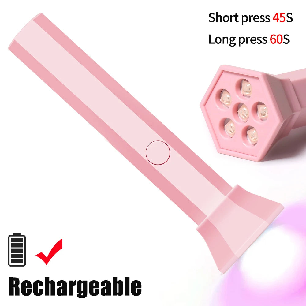 Battery Included Portable Nail Dryer Lamp UV LED Nail Light Quick Drying Light For Curing All Nail Gel Rechargeable Home