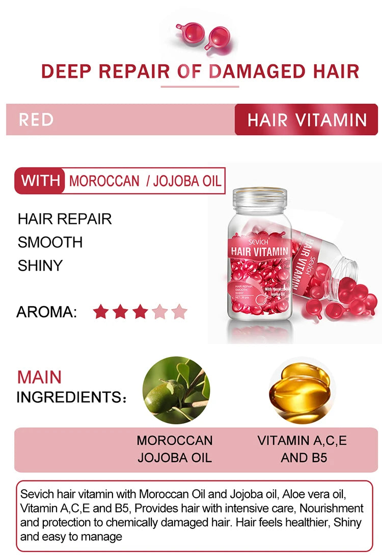 Sevich Mix Hair Vitamin Capsule Hair Treatment Oil Repair Damaged Smooth Hair Care Serum Nourishing Keratin Complex Oil